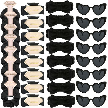 Bridesmaid Scrunchies Proposal Gifts Bachelorette Hair Claws Clips women heart sunglasses for Wedding Party Favors (black headband 32pcs) - color: Black Headband 32pcs