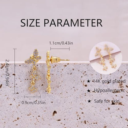Gold Earrings for Women, 14K Gold Plated Tassel Dangle Earrings for Women Trendy Hypoallergenic Long Chain Earring Dainty Pearl Drop Earrings Elegant Wedding Earring Fashion Jewelry for Womens - color: butterfly earrings