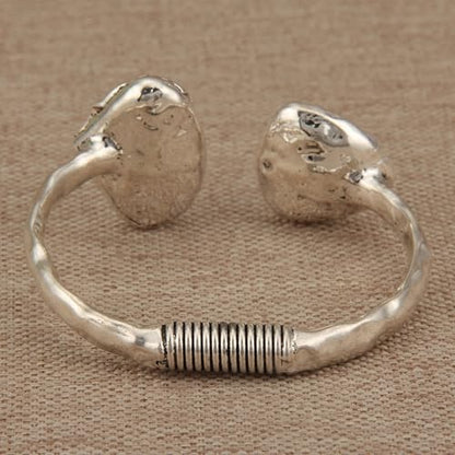 GelConnie Chunky Cuff Bangle Bracelet for Women, Statement Jewelry | Gold and Silver Tone Cuff Bangles with Resin, Crystal and Textured Accents for Party, Vacation and Dressy Looks - style: Bangle 05-Silver