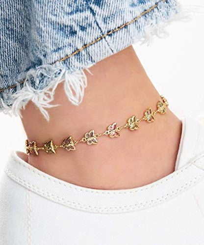 Barzel 18K Gold Plated Gold and Multi Color Crystal Baguette Anklet - color: ANK1187
