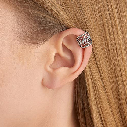 MORGAN & PAIGE .925 Sterling Silver Celtic Heart Knot Ear Cuff Earrings for Women - Rose Gold, Yellow Gold Plated or Oxidized Silver Ear Cuffs Non Piercing, Cartilage Earring Silver Ear Clips Jewelry - color: Oxidized 925 Sterling Silver - Heart Knot, siz