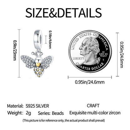 HappyStar 925 Sterling Silver Animal Dogs Charms Pendants fit Pandora Bracelets Necklaces Flowers Sports Travel Charms for Bracelets Women Jrwelry Gifts(with one Spacer Bead Charms) - style: Bee Charms