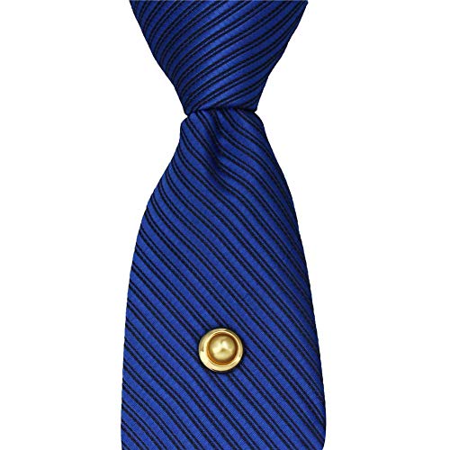 AMITER Crystal/Pearl Tie Tack with Chain, Gold Mens Tie Pin Necktie Pins Lapel Pin for Wedding Birthday Anniversary Party - color: 24k Gold+Yellow Imitation Pearl