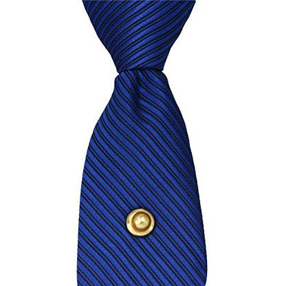 AMITER Crystal/Pearl Tie Tack with Chain, Gold Mens Tie Pin Necktie Pins Lapel Pin for Wedding Birthday Anniversary Party - color: 24k Gold+Yellow Imitation Pearl