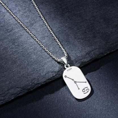 SIMONLY Zodiac Necklace 925 Sterling Silver Constellation Necklace Zodiac Sign Necklaces Horoscope Jewelry Christmas Birthday Astrology Gifts for Women Men Unisex - style: Cancer-Gold