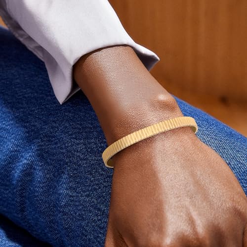 AOZEL Gold Bangle Cuff Bracelets for Women Trendy Chunky Adjustable Twist Love Textured Bracelet Jewelry Gifts - color: Gold Textured