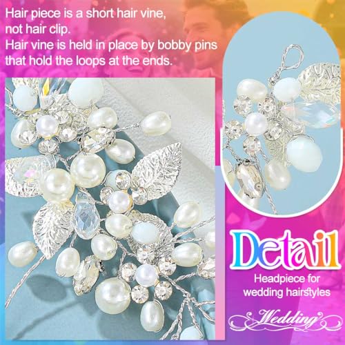 Gorais Bride Wedding Hair Vine Pearl Bridal Headpieces Leaf Hair Accessories for Women and Girls - color: a-silver