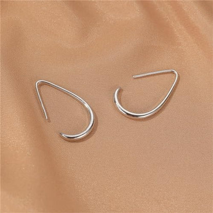 MALOYANVE Lightweight Teardrop Hoop Earrings Gold Silver Plated Large Hollow Out Oval Pull Through Statement Hoop Earrings High Polished Jewelry Gift for Women - color: Silver