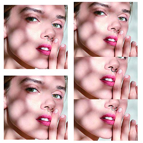 FUNLMO 18G 16G Septum Jewelry Triple Stacked Septum Nose Ring Surgical Steel Daith Conch Helix Cartilage Lobe Piercing Jewelry - color: Style15: Gold-Pyramid Cuts Design