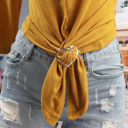 Long tiantian 6PCS Scarf Ring Clip Scarf Rings for Women Button Covers for Women Blouses Shirt Tightener Clip Cinch Pin Clothes Jewelry - color: 2pcs Heart