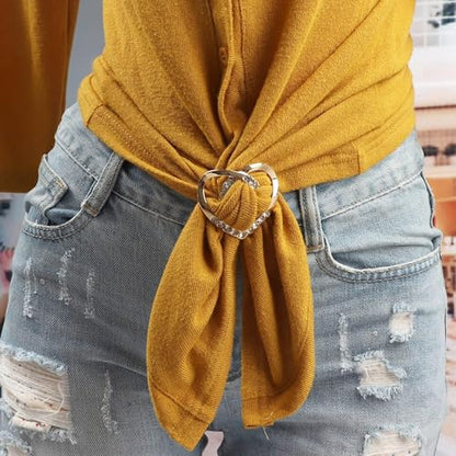Long tiantian 6PCS Scarf Ring Clip Scarf Rings for Women Button Covers for Women Blouses Shirt Tightener Clip Cinch Pin Clothes Jewelry - color: 2pcs Heart