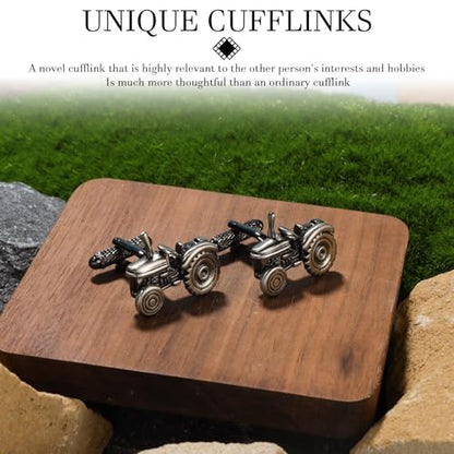 HAWSON Various Unique Cuff Links Mens, Animal/Tactical/Music/Holiday/Cufflinks, Themed Wedding Dinner Party Gift Suit Accessories - style: Tractor