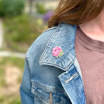 Enamel Flower Wedding Pin - Floral Brooch for Men & Women - Lapel Pin Favors - style: Peony