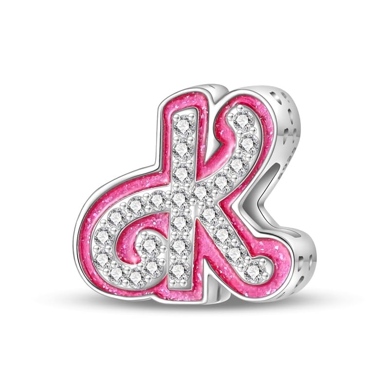 925 Sterling Silver Letter Charms Fits Pandora Bracelets Alphabet AZ Bead Charm for Bracelets Necklace with 5A Cubic Zirconia for Women Birthday Ceremony DIY Jewelry Gift - style: K