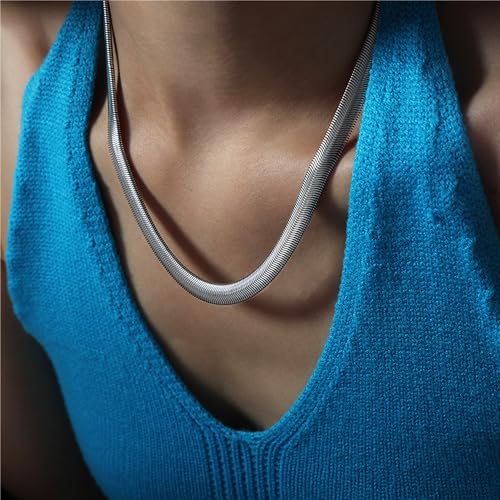 Jean Beau Gold Choker Necklace for Women, Simple 18K Gold Plated Adjustable Link Chain Prom Jewelry Gifts - color: Silver snake