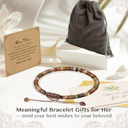 Inspirational Bracelet Gifts for Women, Natural Stone Beaded Bracelets | Thinking of You Get Well Soon Encouragement Healing Bracelets Christmas Day Birthday Gifts for Women Friends Sister - color: A-V JASPER STONE-DAUGHTER-IN-LAW
