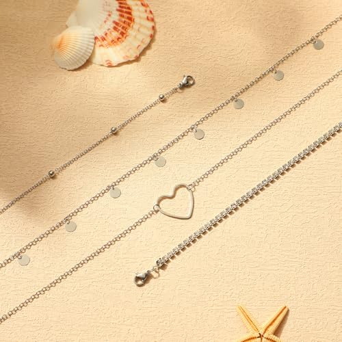 14K Gold Plated Waist Chain for Women Layered Waist Beads Belly Chain Belt, Waterproof Summer Beach Body Jewelry for Bikini, Festival Vacation Accessories for Women - style: Rhinestone Heart