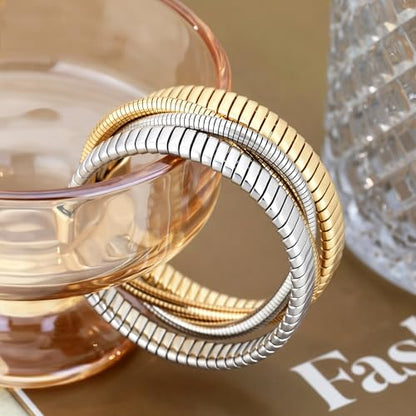 Gold Cuff Bracelets for Women, Chunky Gold Bracelet Trendy Open Gold Statement Bangle 18K Plated Punk Hip Hop Adjustable Women's Cuff Bracelets Valentine's and Birthday Gifts - color: Mixed