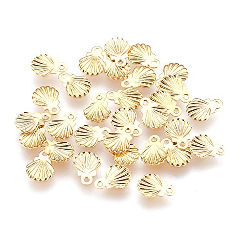Mega Pet 100pcs Stainless Steel Shell Pendants Charms Golden Dangle Charms DIY Accessories for Bracelets Necklaces Jewerly Making - size: 7.5x5.5x0.5mm#Shell