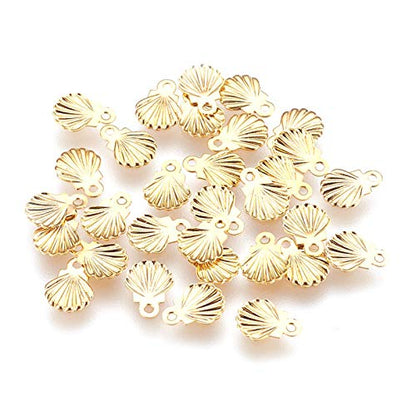 Mega Pet 100pcs Stainless Steel Shell Pendants Charms Golden Dangle Charms DIY Accessories for Bracelets Necklaces Jewerly Making - size: 7.5x5.5x0.5mm#Shell