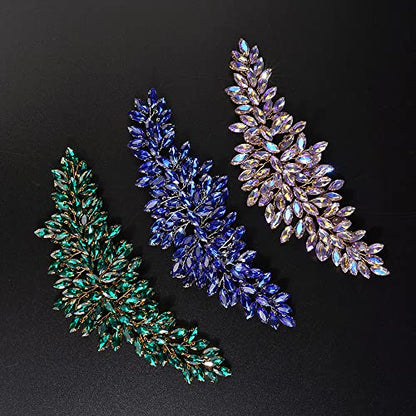 JWICOS Bridal Headband Crystal Wedding Hair Vine Headpieces for Bride and Girls (Blue) - color: Blue