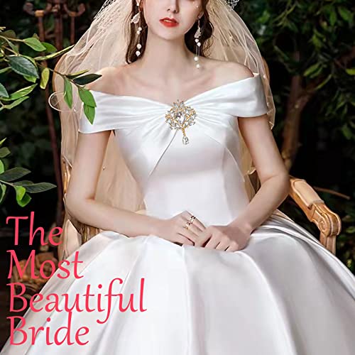 Yhsheen Rhinestone Brooches Crystal Brooch Pins, Pearl Crystal Wedding Bouquet kit Set - color: Gold-4pcs