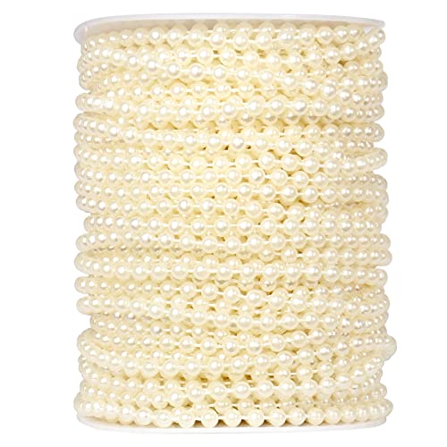 118FT Pearl Beads Garland 5mm Pearl Beads String Roll Bulk for DIY Craft | 39Yards Faux Pearl String Roll Spool for Wedding Party Christmas Tree Decoration - color: Ivory Color, size: 5MM