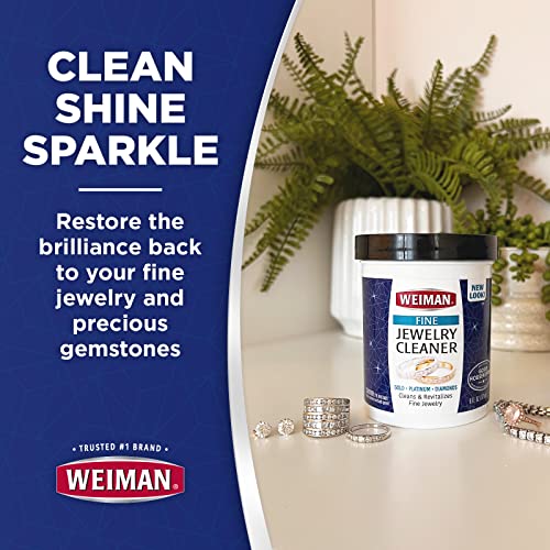 Weiman Fine Jewelry Cleaner Kit – 3PC Set, Jewelry Cleaning Liquid, Clean & Sparkle Stick and Polishing Cloth – For Diamonds, Earrings, Gold, Bracelets