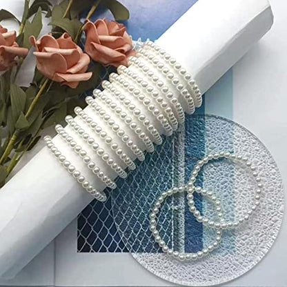 MOZAKA 30 Pieces 6mm/8mm Faux White Pearl Bracelets for Women Stackable Stretch Beaded Bracelets Simulated Pearl Bracelet Set for Bridesmaid Bridal Wedding Party Jewelry - style: A:6mm