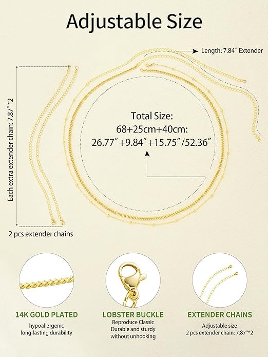 14K Gold Plated Silver Waist Chain, Layered Belly Belt, Waterproof Snake Cuban Body Chain for Women, Summer Beach Jewelry Accessories - color: 01 gold