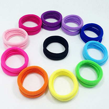 J-MEE Seamless Hair Bands, 100PCS Hair Ties Ponytail Holders Headband Scrunchies for Thick Hair No Crease Damage (Mix Colors) - color: Mix Colors