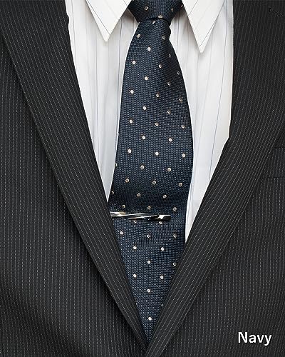 [TAVARAT] Tie Clip Tie Clips for Men Genuine Leather Silver Tie Bar Tie Pin Tps-078 - style: navy