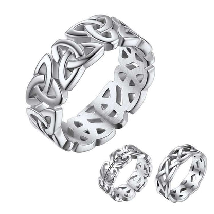 Bestyle Celtic Knot Band Rings for Men Women, Stainless Steel Irish Finger Ring Viking Wedding Bands Jewelry Gift Wedding Promise Gold Silver Black - color: 03.Stainless Steel
