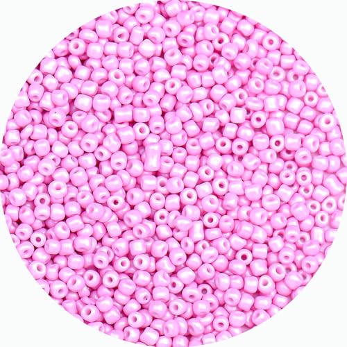 2mm Glass Seed Beads Bulk, Light Pink 12/0 Tiny Round Seed Bead, Small Mini Pony Craft Beads for Bracelet Necklace Wrist Jewelry Making Beading Weaving DIY Crafts Supplies - color: Light Pink