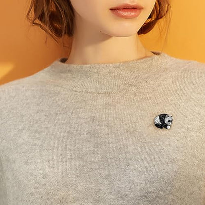 HETICA Animal Brooch for Women, Funny and Cute Flower Brooch Safety Pins Clothing Backpack Hat Decoration Enamel Pins Fashion Women Brooches and Pins Jewelry - style: Panda