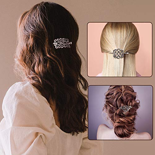 Syhood 6 Pieces Vintage Silver Celtic Hair Slide Hairpin Celtic Knot Hair Stick Creative Barrette Metal Stick Clips Hairpin Accessories for Women - style: Elegant