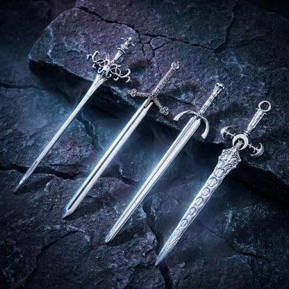 Sword Hair Pin Set, 4 Pcs Gothic Viking Hair Accessories for Women Medieval Hairs Sticks Fantasy Renaissance Hairs Jewelry Cosplay Hairpins Retro Metal Chopsticks Viking Themed Halloween Gifts