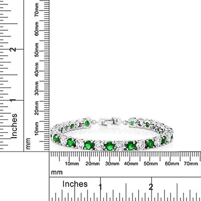 Gem Stone King Multi-Color Classic Tennis Bracelet for Women | Sparkling Round Cubic Zirconia CZ | 7.50 Cttw | 7 Inch | Fine Jewelry Gift for Mother's Day Birthday Anniversary Her Mom Wife - color: White & Green