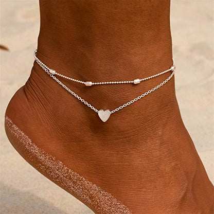 Briana Williams Toe Rings for Women Gold Silver Toe Ring Non Tarnish Ankle Bracelets for Women Waterproof Anklet & Toe Ring Set Trendy Summer Beach Foot Jewelry - color: C1 -4pcs toe rings + anklets, silver