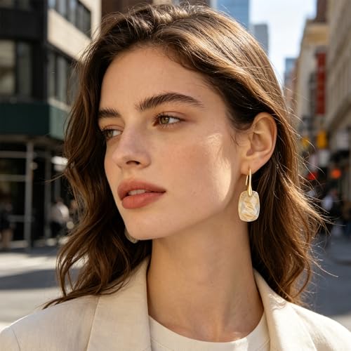 Boho Multiple Style Natural Stone Earrings for Women Unique Healing Gemstone Energy Hypoallergenic Lightweight Dangle Drop Earrings Multiple Styles Earrings Jewelry for Birthday Party Gift - style: Citrine-Gold Hook