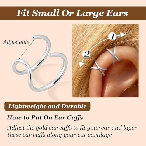 Ear Cuffs Non Piercing Ear Cuff Earrings for Women Gifts Trendy Stuff Clip on Cartilage Earrings Stacks Fake Earrings Jewelry Gifts - color: A5:1 pair rose gold pearl ear cuff