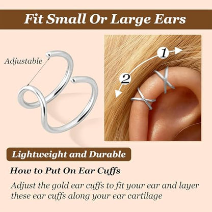Ear Cuffs Non Piercing Ear Cuff Earrings for Women Gifts Trendy Stuff Clip on Cartilage Earrings Stacks Fake Earrings Jewelry Gifts - color: A5:1 pair rose gold pearl ear cuff