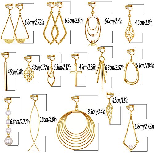 15 Pairs Gold Clip on Earrings for Women Fashion,Lightweight Fake Earrings Set - style: Style A
