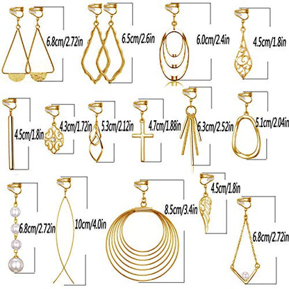 15 Pairs Gold Clip on Earrings for Women Fashion,Lightweight Fake Earrings Set - style: Style A