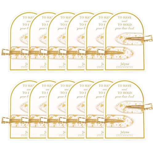 No Bend Hair Clips 24PCS No Crease Hair Clip for Styling Gold Glitter Bridesmaid Hair Clips for Makeup Get Ready Hair Setting Clips for Bangs Bridesmaid Proposal Gifts(24 pcs/12 cards) - color: 24Pcs（12 Cards）Gold Glitter hair clips