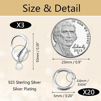 925 Sterling Silver Lobster Claw Clasps with Open Jump Rings Jewelry Making | 23PCS Small Lobster Claw Jump Rings Necklace Chains Connect Link Repair kit Supplies 925 Jewelry Findings Replacement Set - color: 23PcsA
