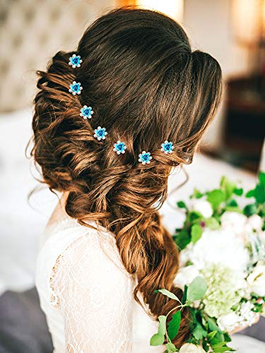 Chuangdi 30 Pieces Rhinestone Hair Pins Bridal Wedding Crystal Clips Rose Flower Crystal U Shaped Bobby Pins Decorative Hairpin Accessories Jewelry Barrette for Bride Women Bridesmaids