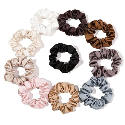 Hair Ties Small Scrunchies for Women's Hair Scrunchies Both for Thick Hair or Thin Hair Curl Hair No Crease Ponytail Holder No Hurt Your Hair - color: 10 Soft Mixed
