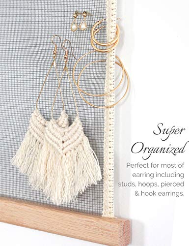 Heesch Earring Organizer Holder Display Wall Mount Hanging Jewelry Stud Earrings Necklaces Holder for Women Girls Hair Clips Hanger - color: Grey