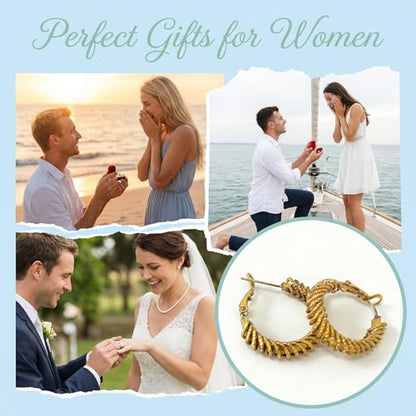 14K Gold Braided Texture Hoop Earring, 32/40mm Twist Rope Design Round Hoop Earrings for Women Gold Jewelry Gifts for women - style: Twisted Earrings-40mm